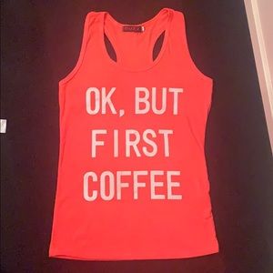 First coffee Razorback tank top neon orange! NWOT